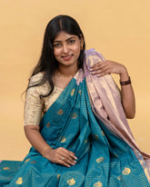 SC3471 - Silk Saree With Checked Gold Butta